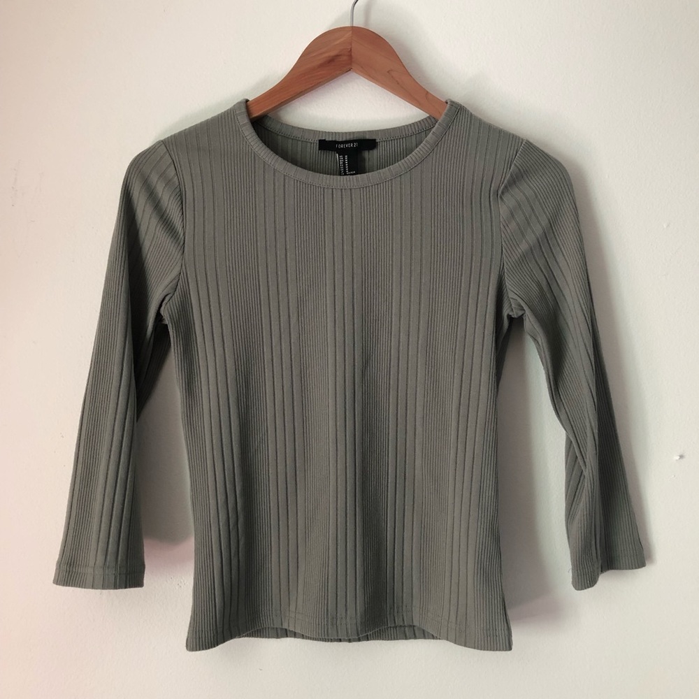 3/4 sleeve ribbed top